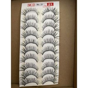 Fashion Eyelashes Black Reusable Wispy Strip Eyelashes Style No. 21 10 Pairs